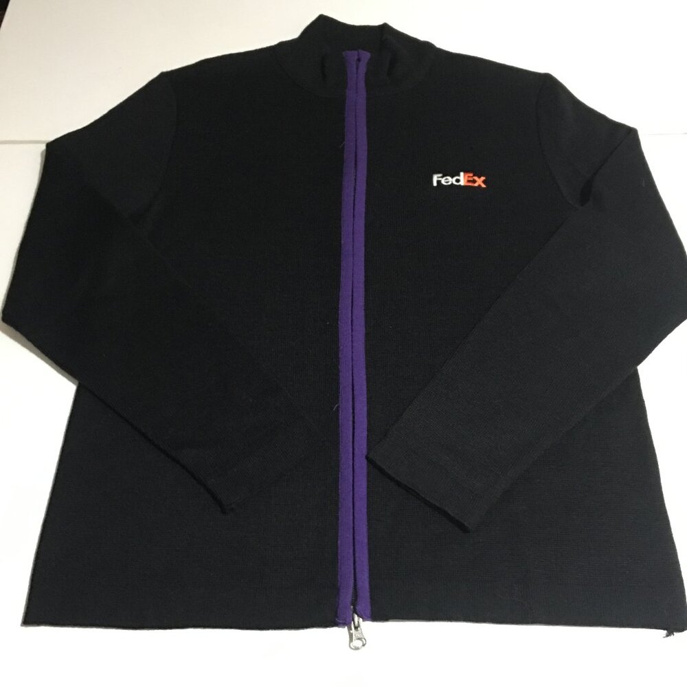 Fedex Mens Large Sweater Full Zip Stan Herman Black Purple